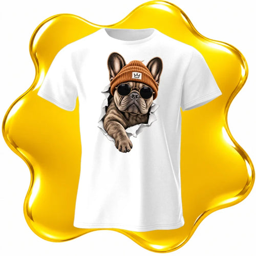 Camiseta Bulldog Francés con Gorro y Gafas