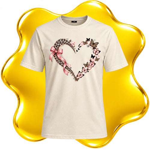 Camiseta Corazón Mariposas Leopardo